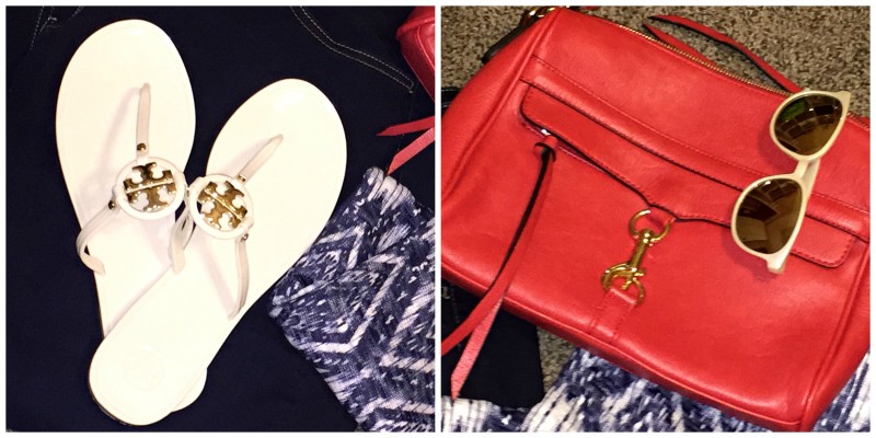 4th of july outfit, red, white, blue, red purse, white tory burch, fourth of july