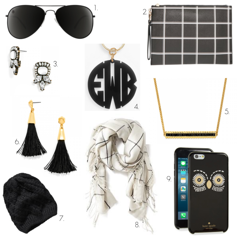 black and white accessories, black, white, blenders eyewear, aviators, monogram