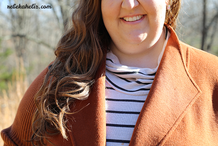 ootd, stripes, orange coat, coat sale, winter, rain jacket