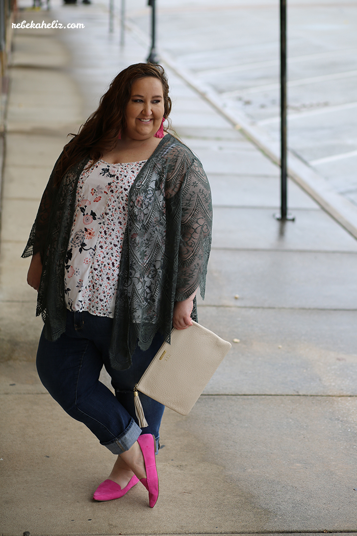 kimono, floral tank, spring, spring style, pink loafers, pink, ootd, wiw, plus size bloggers, plus size fashion, LTKcurves