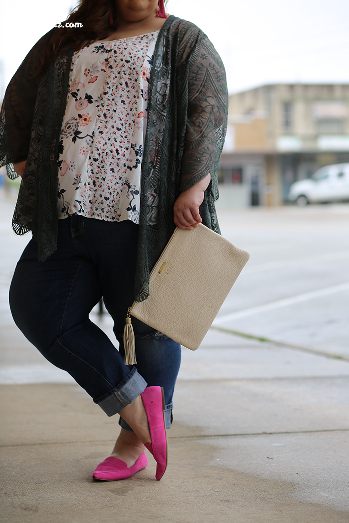 kimono, floral tank, spring, spring style, pink loafers, pink, ootd, wiw, plus size bloggers, plus size fashion, LTKcurves