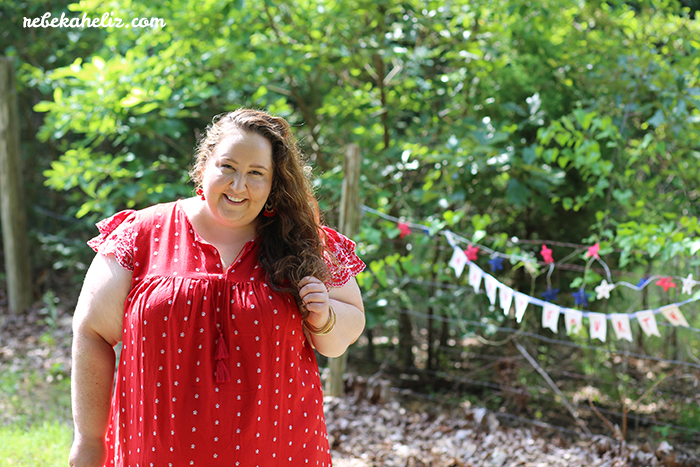 4th of july, amala pendant necklance, red white and blue, red tank, these curves, torrid, outfit ideas, ootd, wiw, jewelry, stella and dot, red dress