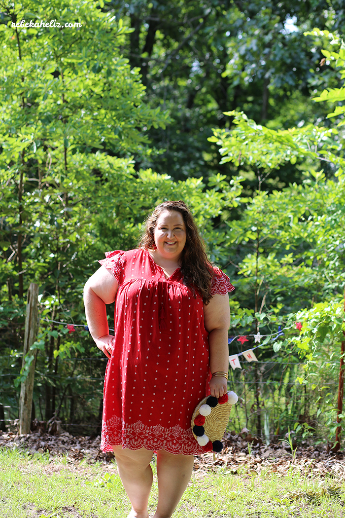 4th of july, amala pendant necklance, red white and blue, red tank, these curves, torrid, outfit ideas, ootd, wiw, jewelry, stella and dot, red dress