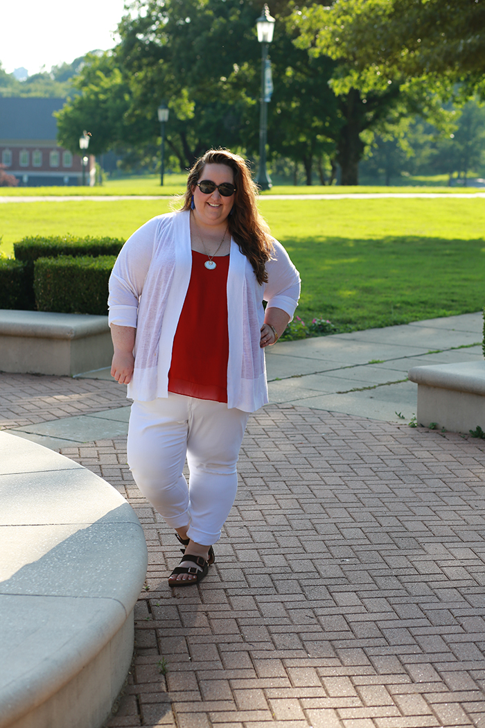 4th of july, amala pendant necklance, red white and blue, red tank, these curves, torrid, outfit ideas, ootd, wiw, jewelry, stella and dot