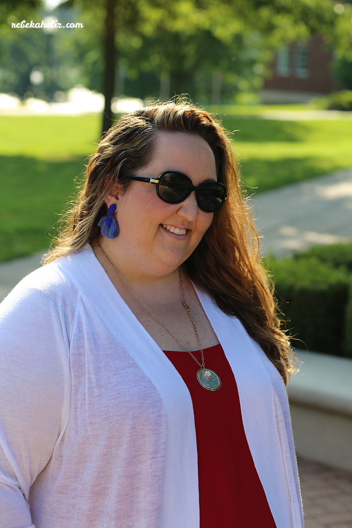 4th of july, amala pendant necklance, red white and blue, red tank, these curves, torrid, outfit ideas, ootd, wiw, jewelry, stella and dot