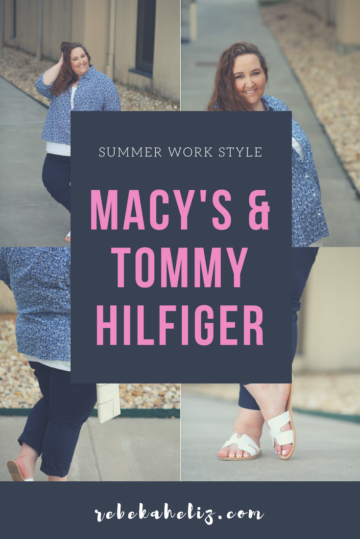 macy's, tommy hilfiger, macys, summer style, wear to work, blue and white, plus size, plus size outfits, curvy style, curvy fashion