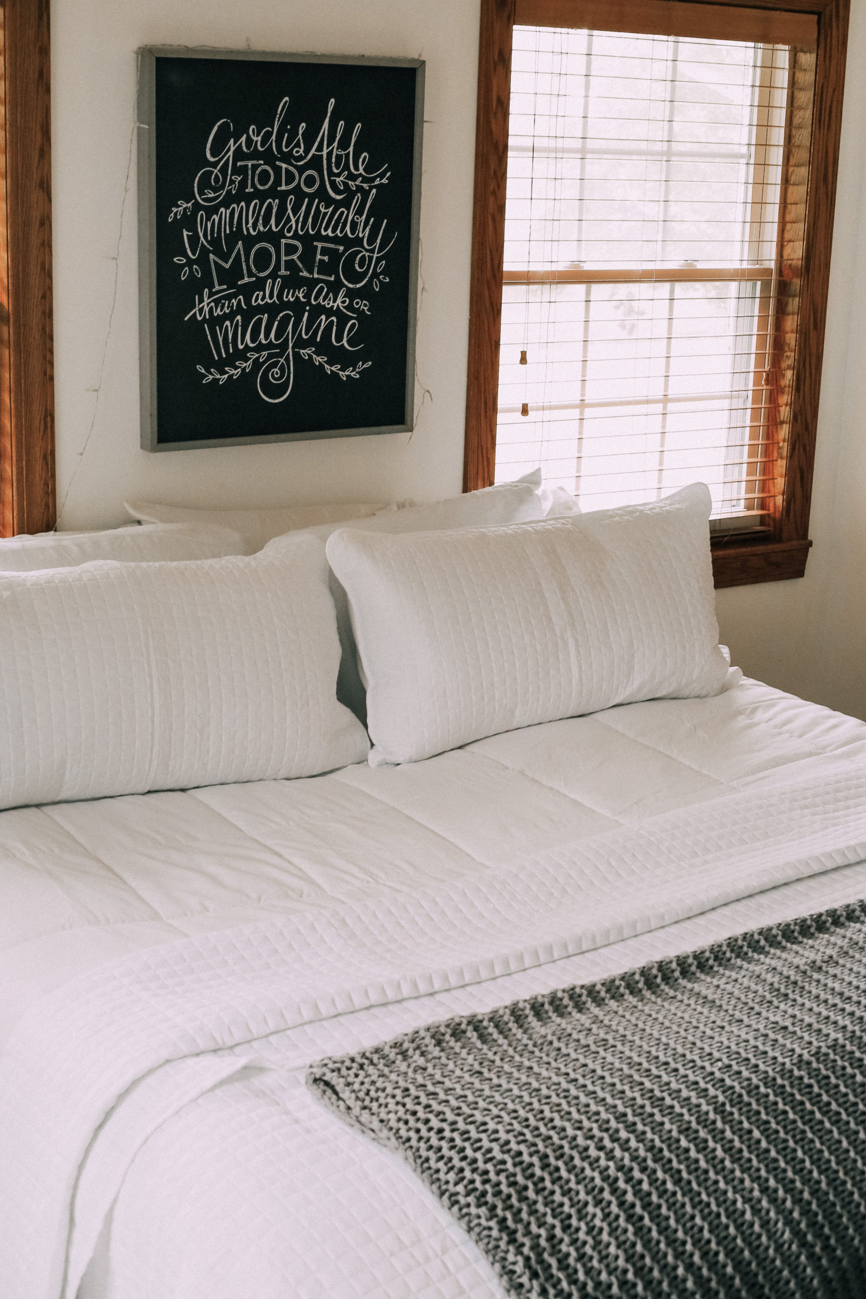 affordable bedroom decor, Walmart, white bedding
