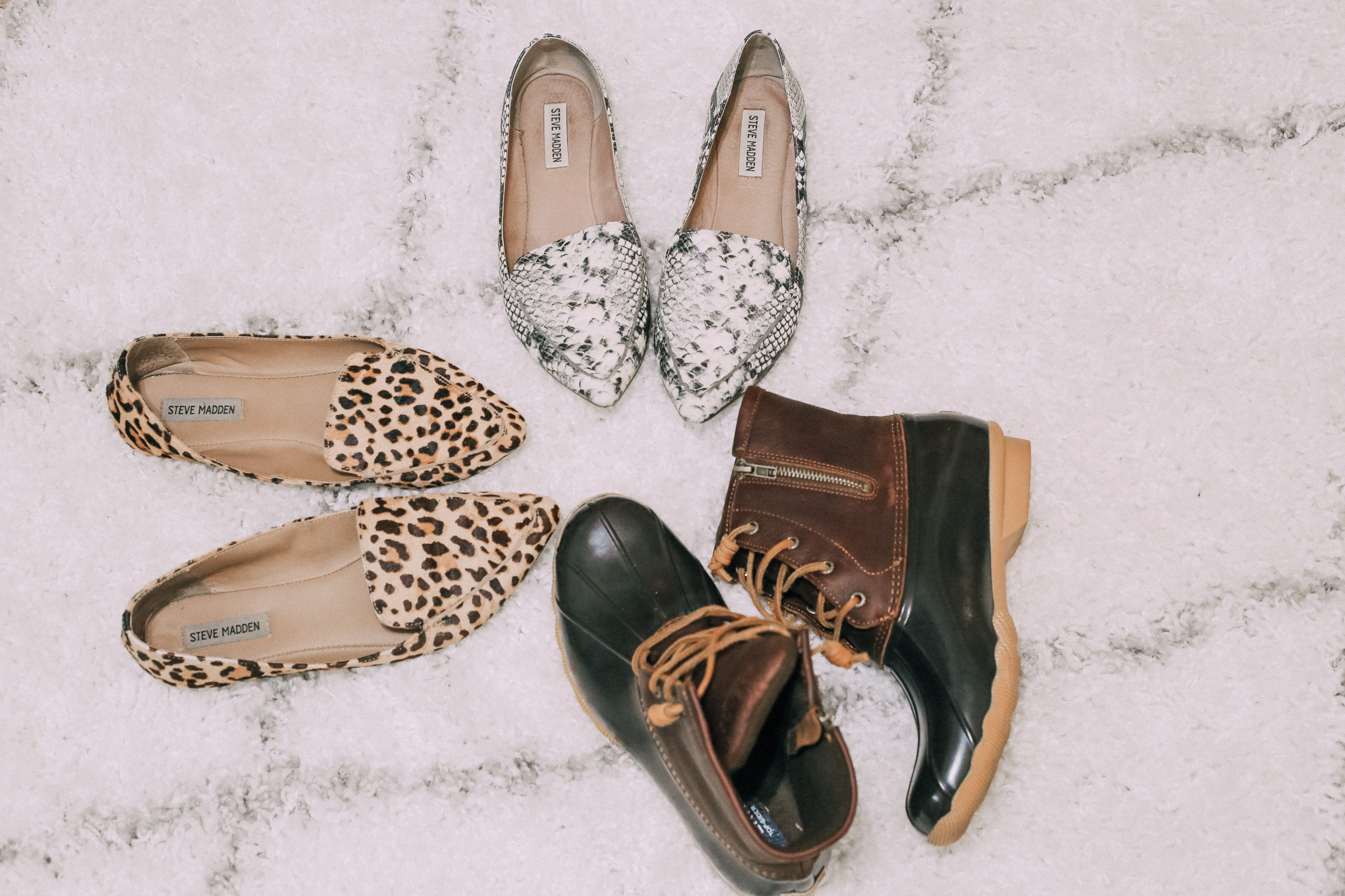 Nordstrom Sale shoes, leopard flats, snakeskin flats, snow boots, rain boots, sperry boots, sperry, Steve madden